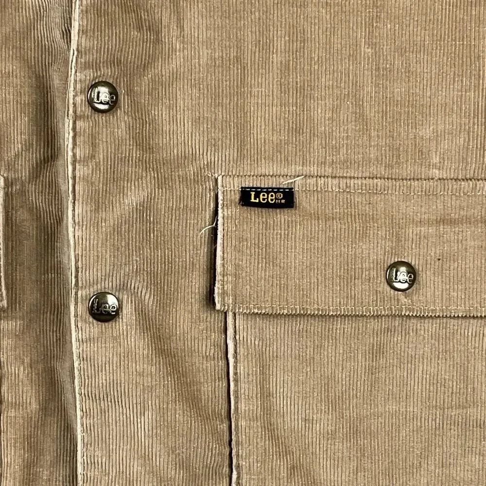 Vintage 70s Lee Corduroy Vest Tan Quilted Lining USA Retro Indie Mens Large